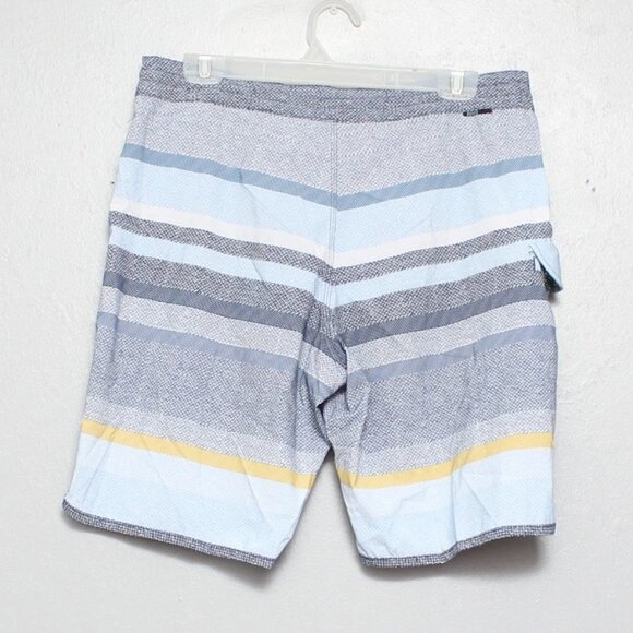 Vissla upcycle coconut poly stretch blue stripe swim trunks - Picture 2 of 9